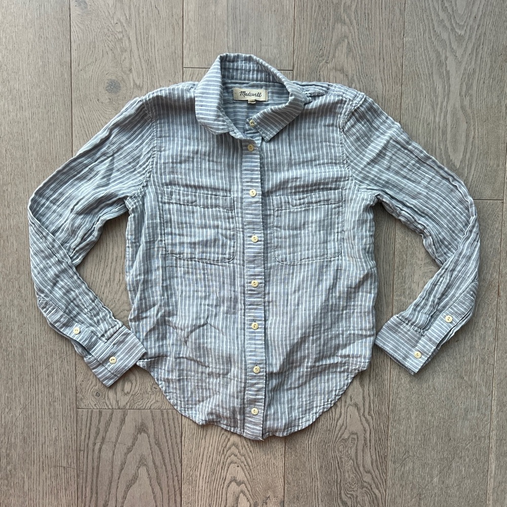 Madewell Women’s Size XS Blue Pinstripe Cotton Back Tie Top